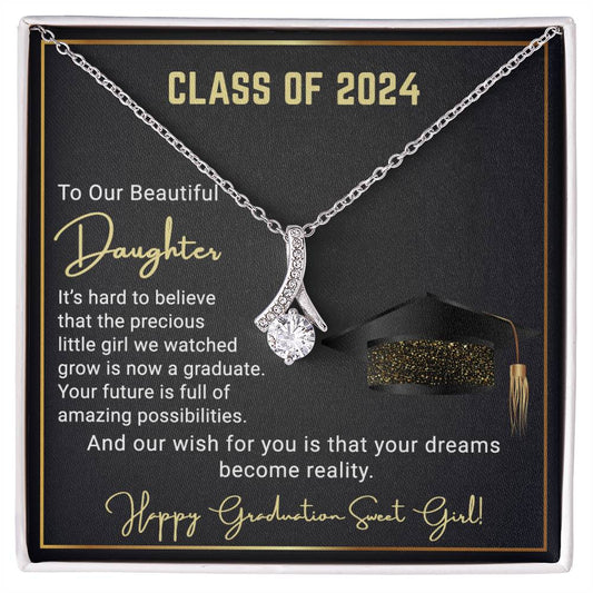 To Our Beautiful Daughter: Graduation Alluring Beauty Necklace (Yellow & White Gold Variants)