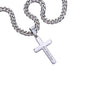 Gift for Dad | Personalized Steel Cross Necklace on Cuban Chain w/ MC