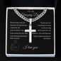 Gift for Dad | Personalized Steel Cross Necklace on Cuban Chain w/ MC