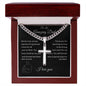 Gift for Dad | Personalized Steel Cross Necklace on Cuban Chain w/ MC
