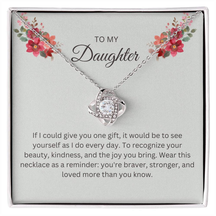 To My Daughter: Love Knot Necklace (Yellow & White Gold Variants)
