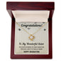 To My Wonderful Sister: Graduation Love Knot Necklace (Yellow & White Gold Variants)