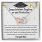 Congratulations Daughter: Graduation Interlocking Hearts Necklace (Yellow & White Gold Variants)