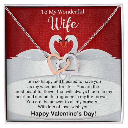 To My Wife - Gift For Wife - Happy Valentine's Day - Interlocking Hearts Necklace