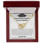 Congratulations Daughter: Graduation Interlocking Hearts Necklace (Yellow & White Gold Variants)