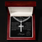 Gift for Dad | Artisan Cross Necklace on Cuban Chain w/ MC