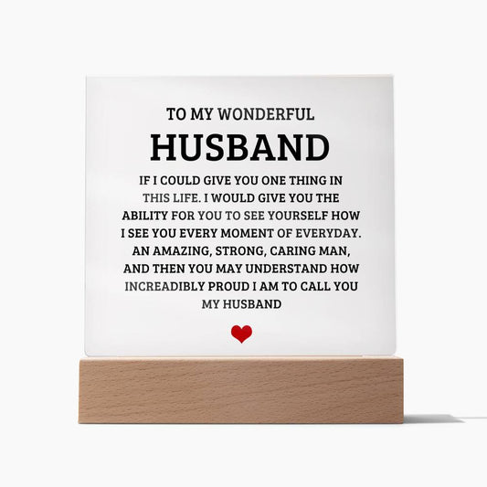 To My Wonderful Husband - Gift For Husband - Acrylic Square Plaque