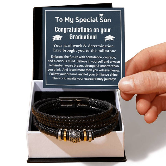 To My Special Son: Graduation Love You Forever Bracelet