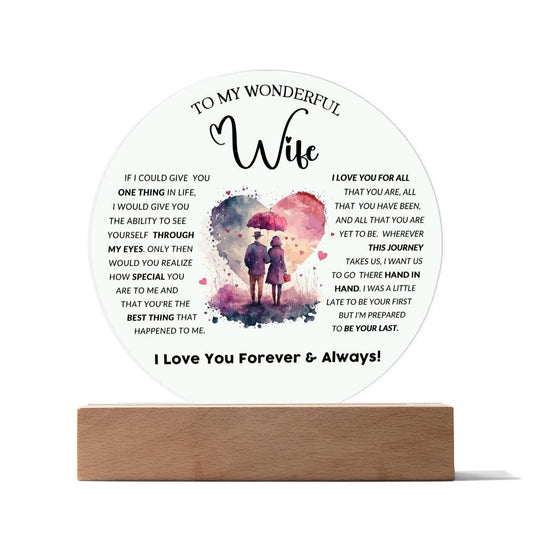 To My Wife - Gift For Wife -  Acrylic Circle Plaque