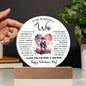To My Wife - Gift For Wife - Happy Valentine's Day  - Acrylic Circle Plaque