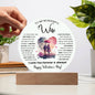 To My Wife - Gift For Wife - Happy Valentine's Day  - Acrylic Circle Plaque