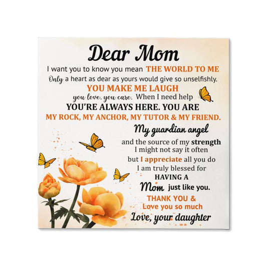 DEAR MOM - HAPPY MOTHER'S DAY - GALLERY WRAPPED CANVAS